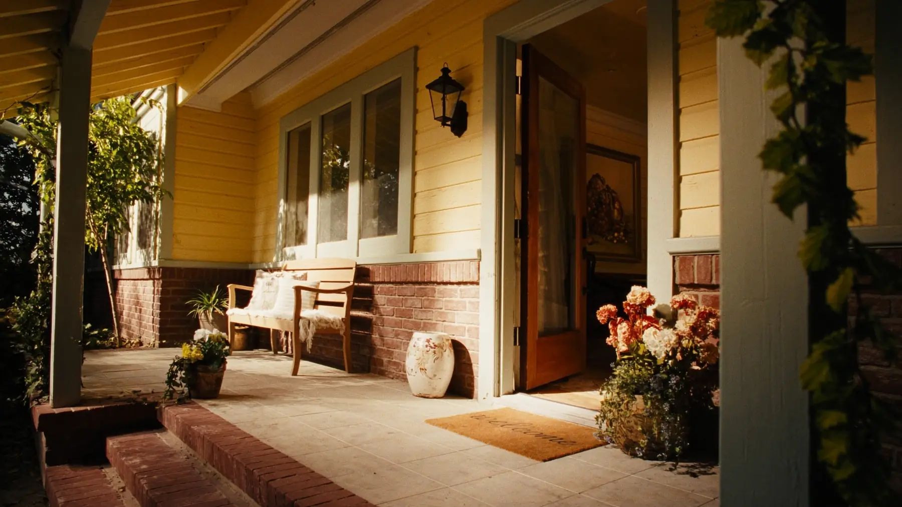 Front door of a home at dusk